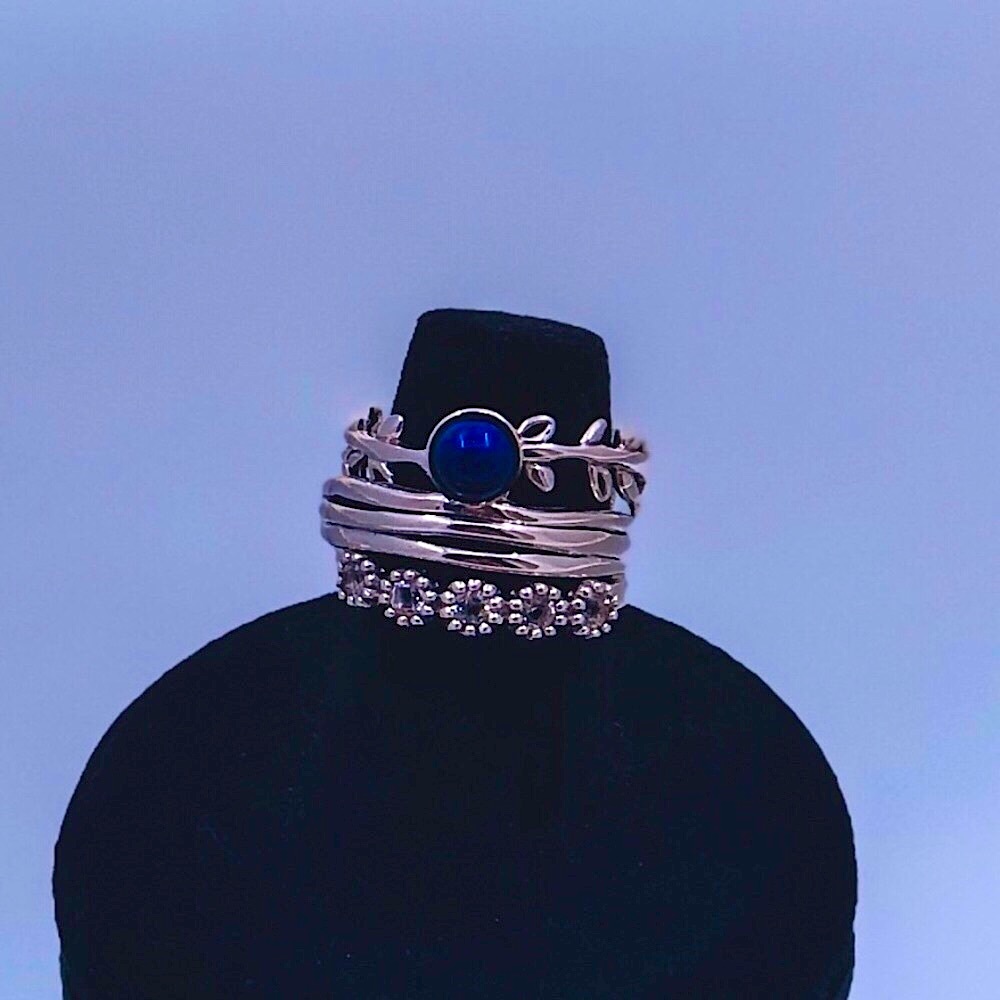 14K White Gold Genuine 5mm Lapis Lazuli - Picture 3 of 5